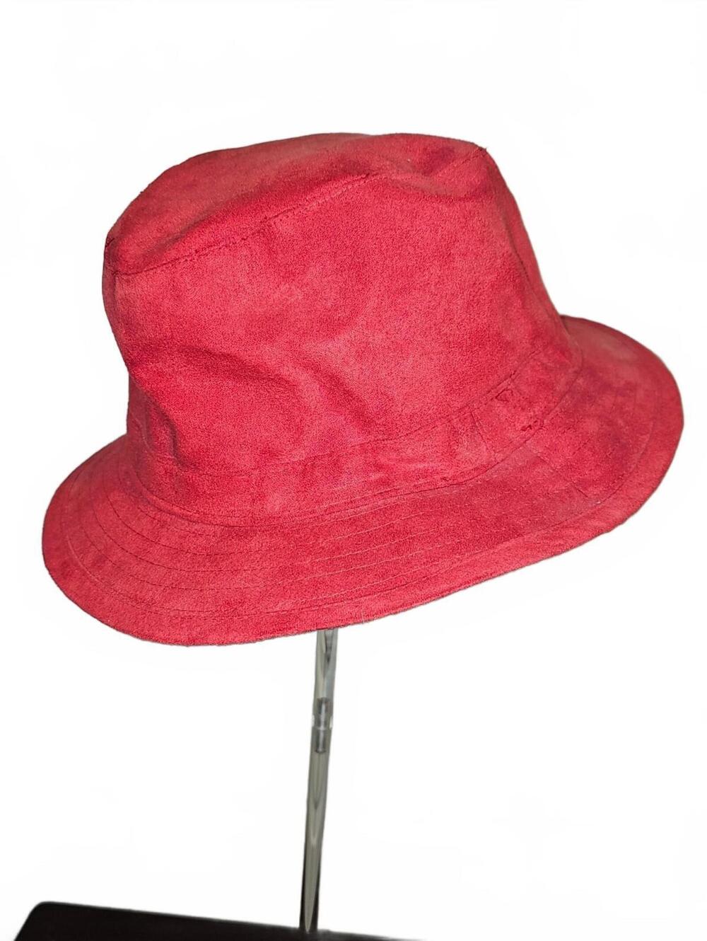 Red bucket hat